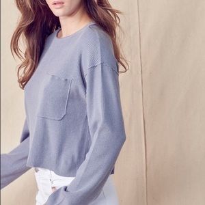 &merci Boat Neck Ribbed Sweater with Pocket